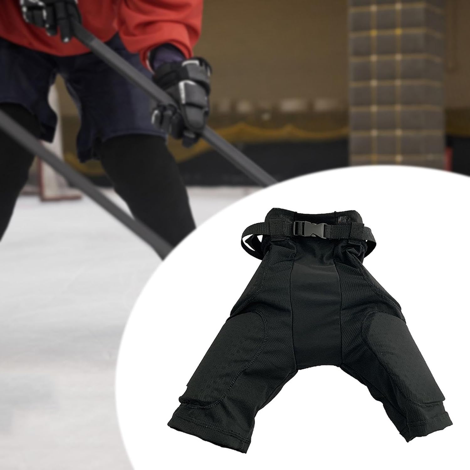 Ice Hockey Pants Sports Protection Pants Gear,Lightweight,Comfortable Breathable Roller Skating Anti Fall Pants, M Teen Black