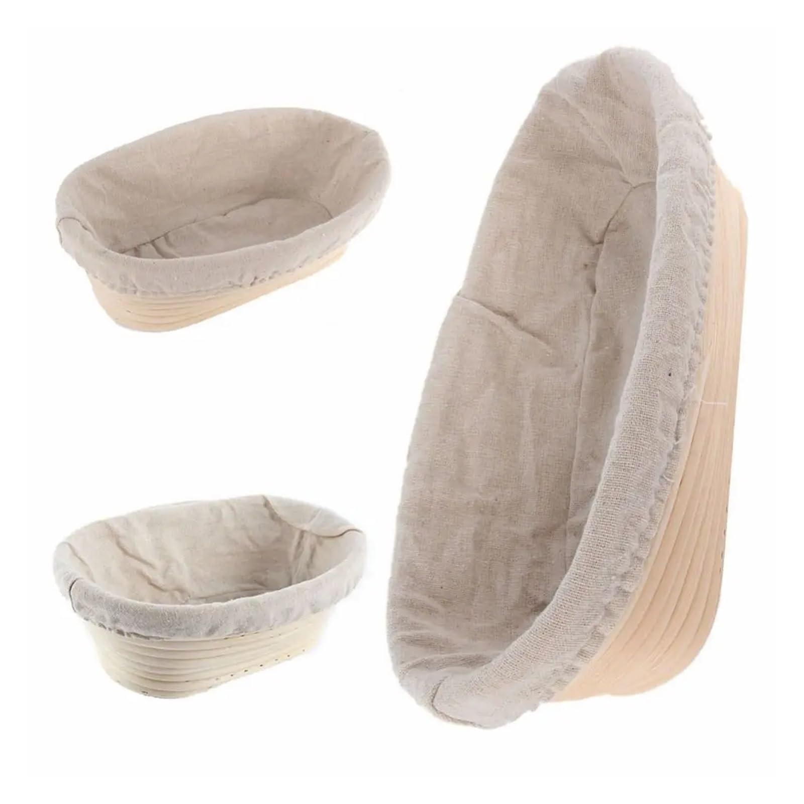 Cesta de mimbre for fermentación masa, Banneton Brotform, for hornear en casa(35X14X7cm)