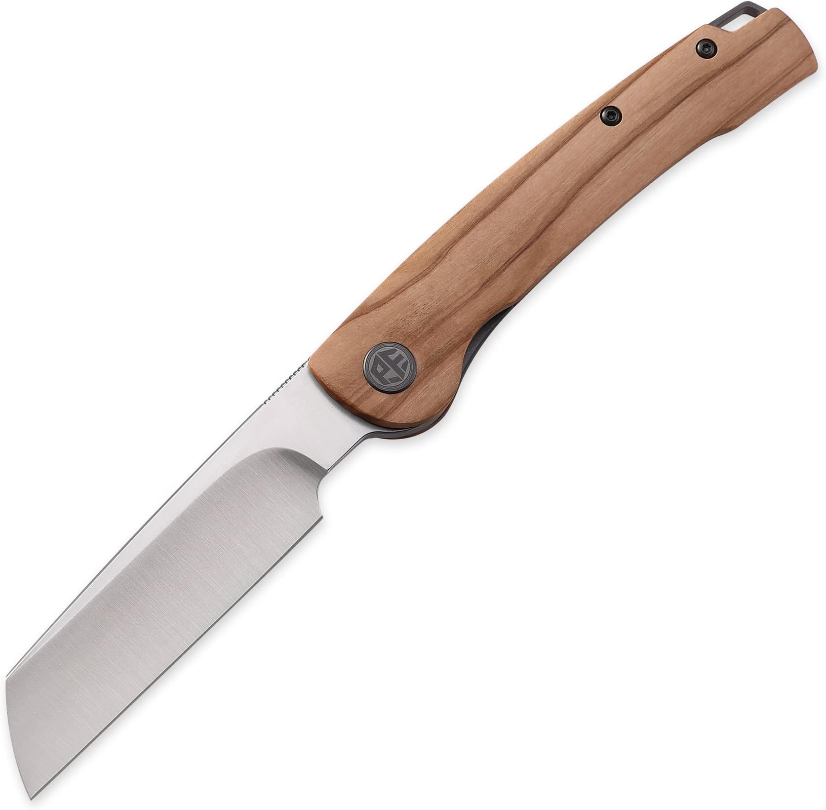 PFE04 Scholar,3.7" 154CM Satin Blade,98.5g Olive Wood Handel Front Flipper Liner lock Folding knife (Olive Wood Handle)