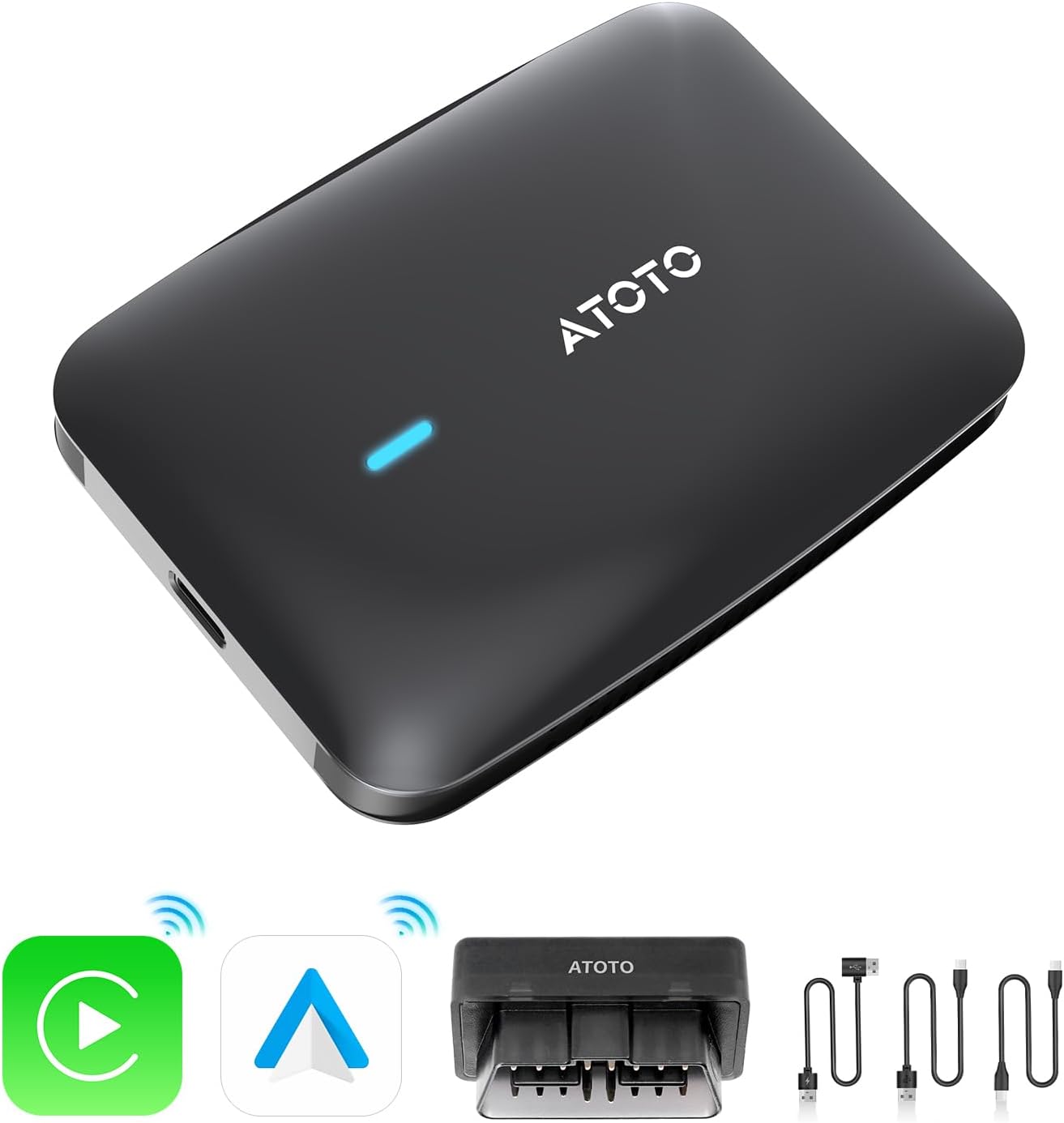 Portable CarPlay Screen with Android OS, Supports CarPlay/Android Auto, Voice Assistant, OBD2 Diagnostic, 720P Rear Camera, GPS Tracking, Bluetooth, 1280×720 IPS Display for Cars (CB4A-N-BK1)