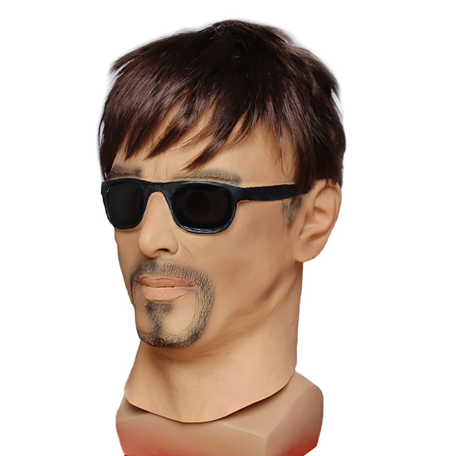 Máscara de silicona realista para hombre joven, cara humana con cabello, accesorios de látex suaves para cosplay, cubierta facial de látex para Halloween