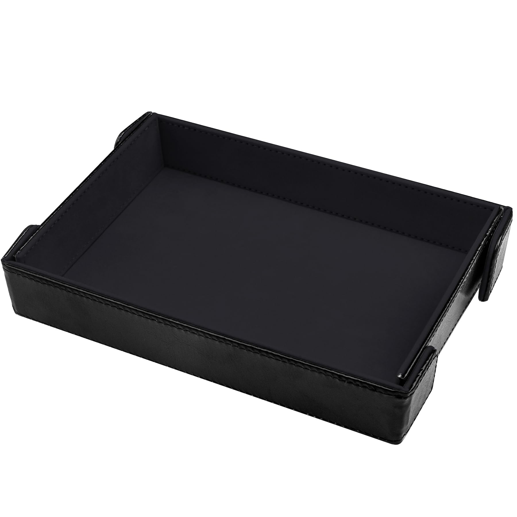 SIQUK Magnetic Folding Dice Tray Rectangle Dice Rolling Tray Holder Storage PU Leather Foldable Box for D&D RPG Games, Black