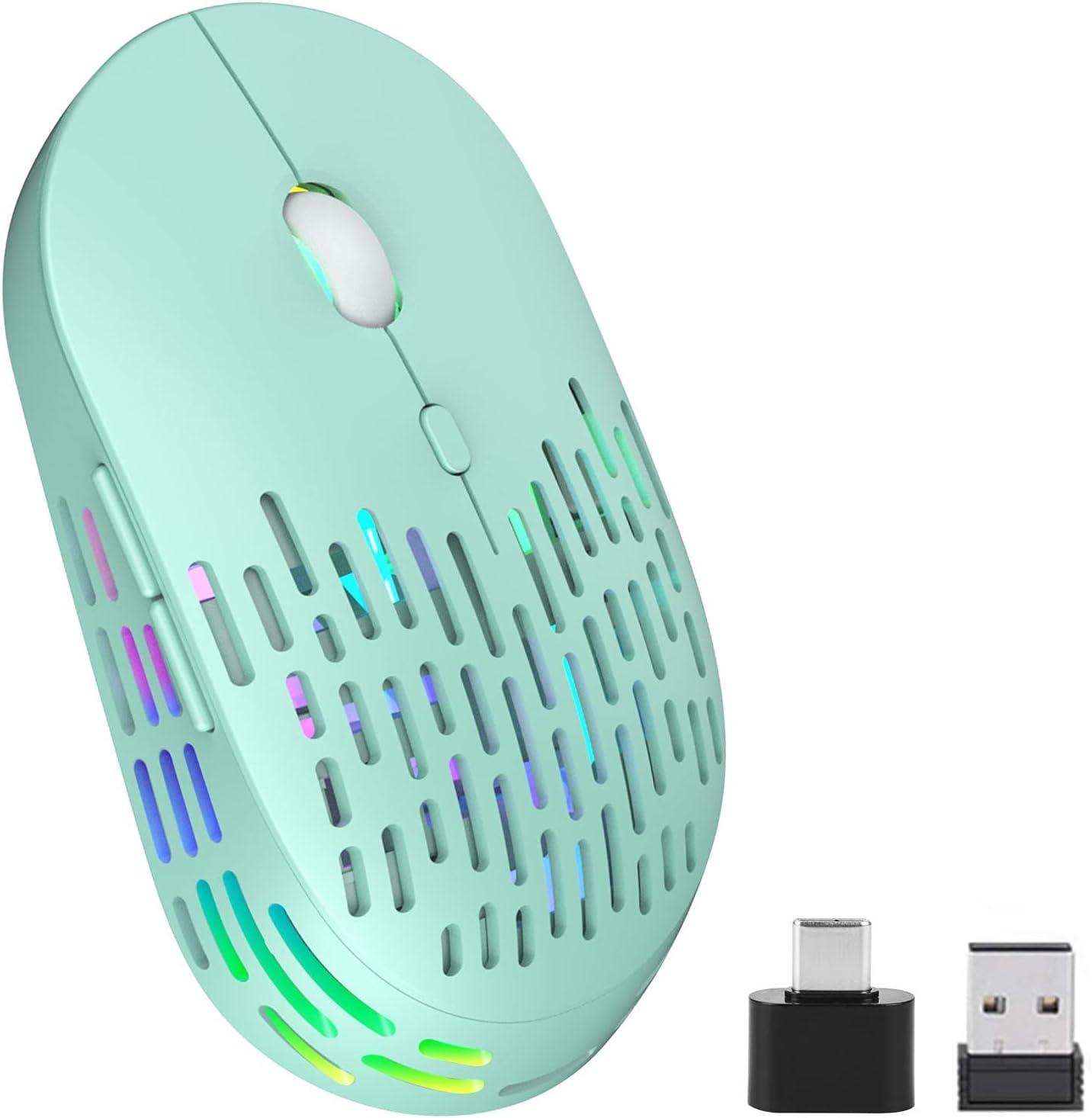 COO Wireless Mouse for Laptop, 2.4GHz + Bluetooth Dual Mode Wireless Mouse, LED Rechargeable Wireless Mouse with 3 Adjustable DPI, Slim Portable Cordless Mouse for Laptop, MacBook, Computer, PC, iPad