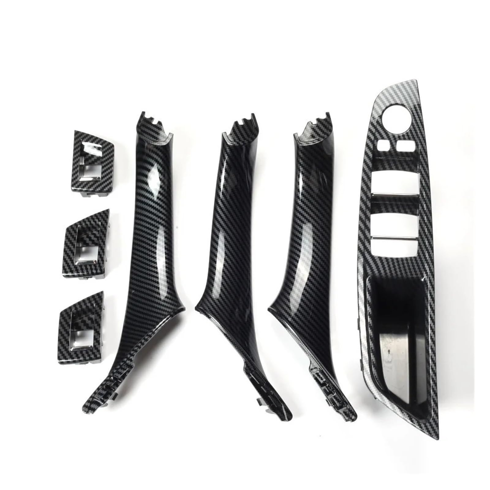 Hhfksci Carbon Rhd Car Interior Door Pull Handle 7Piece For Bmw 5 Series F10 F18 523 525 528 Left Drive Lhd Beige Black Carbon Fiber Car Interior Door Handle Pull(Carbon Rhd)