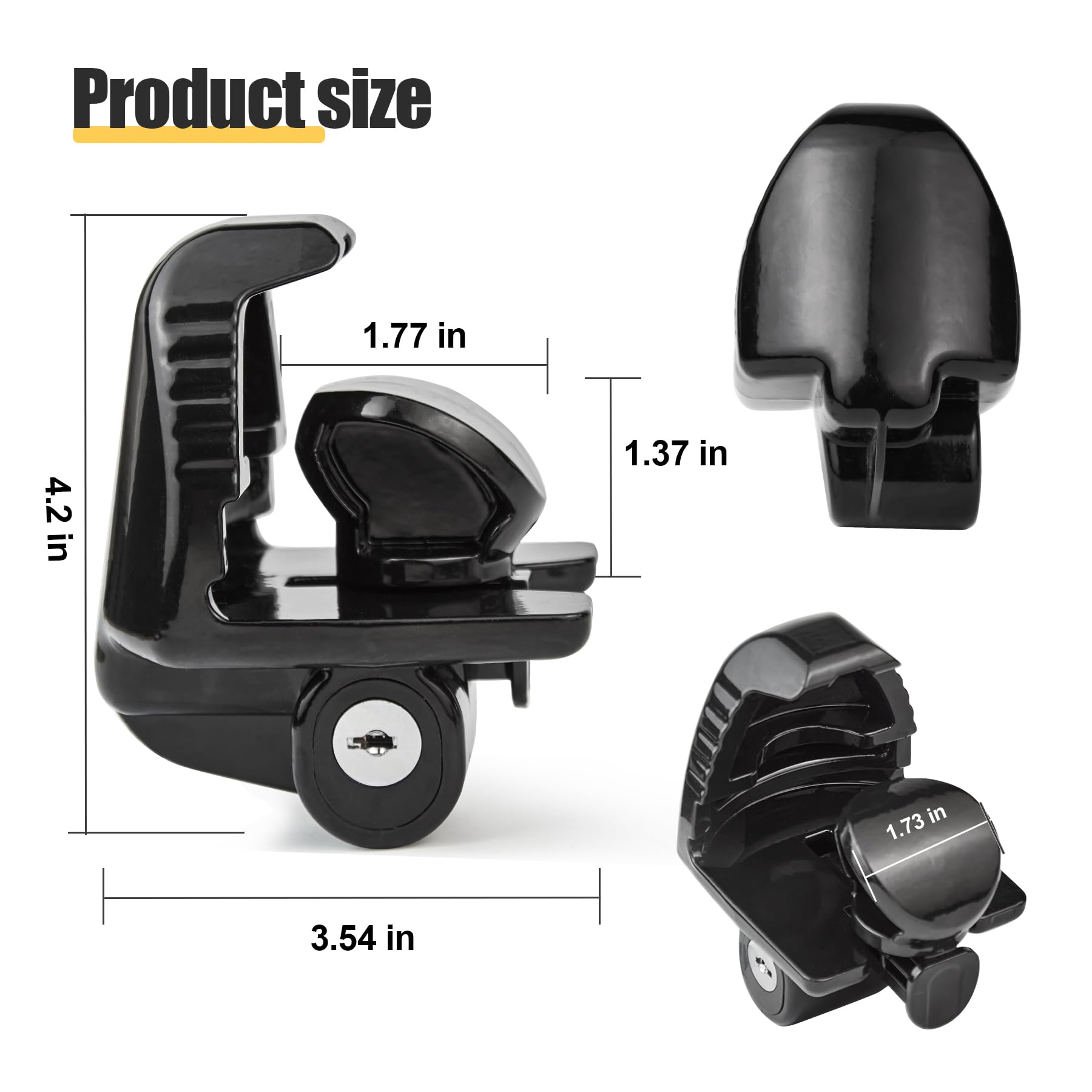 Cerradura de remolque con llaves para acopladores de 1-7/8 pulgadas, 2 pulgadas y 2-5/16 pulgadas, accesorios universales para barcos, vehículos, remolques y caravanas, acero