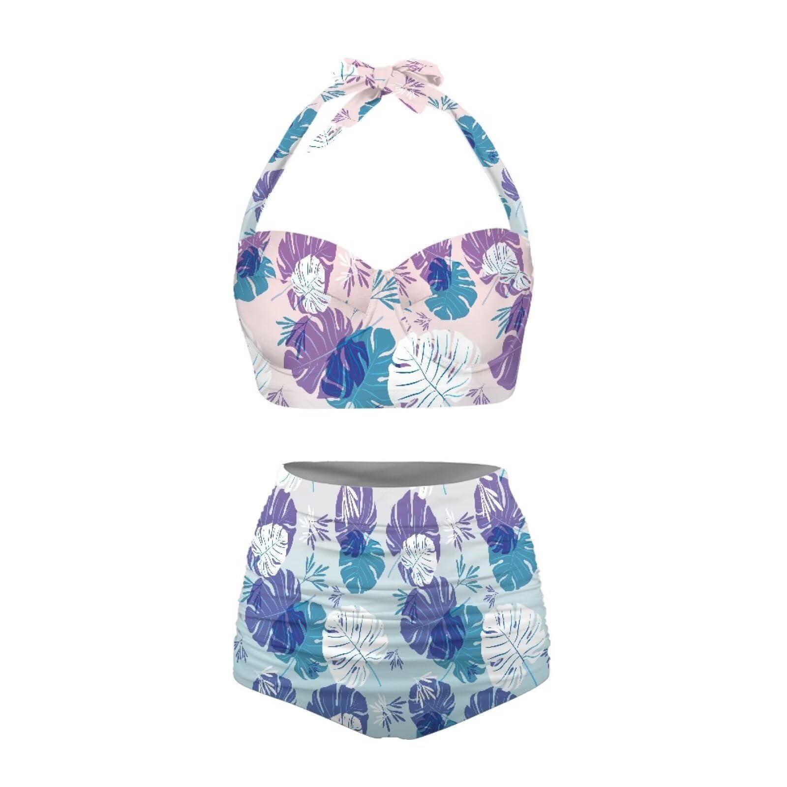 Costumi da bagno per le donne Halter Neck Costumi da bagno a due pezzi Costumi da bagno retrò a vita alta