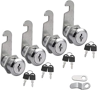 Tanice Cam Lock 4 Pack 25mm Cabinet Locks Secure Important Files and Drawers Keyed Different with 8 Keys for Mailbox, Lock...