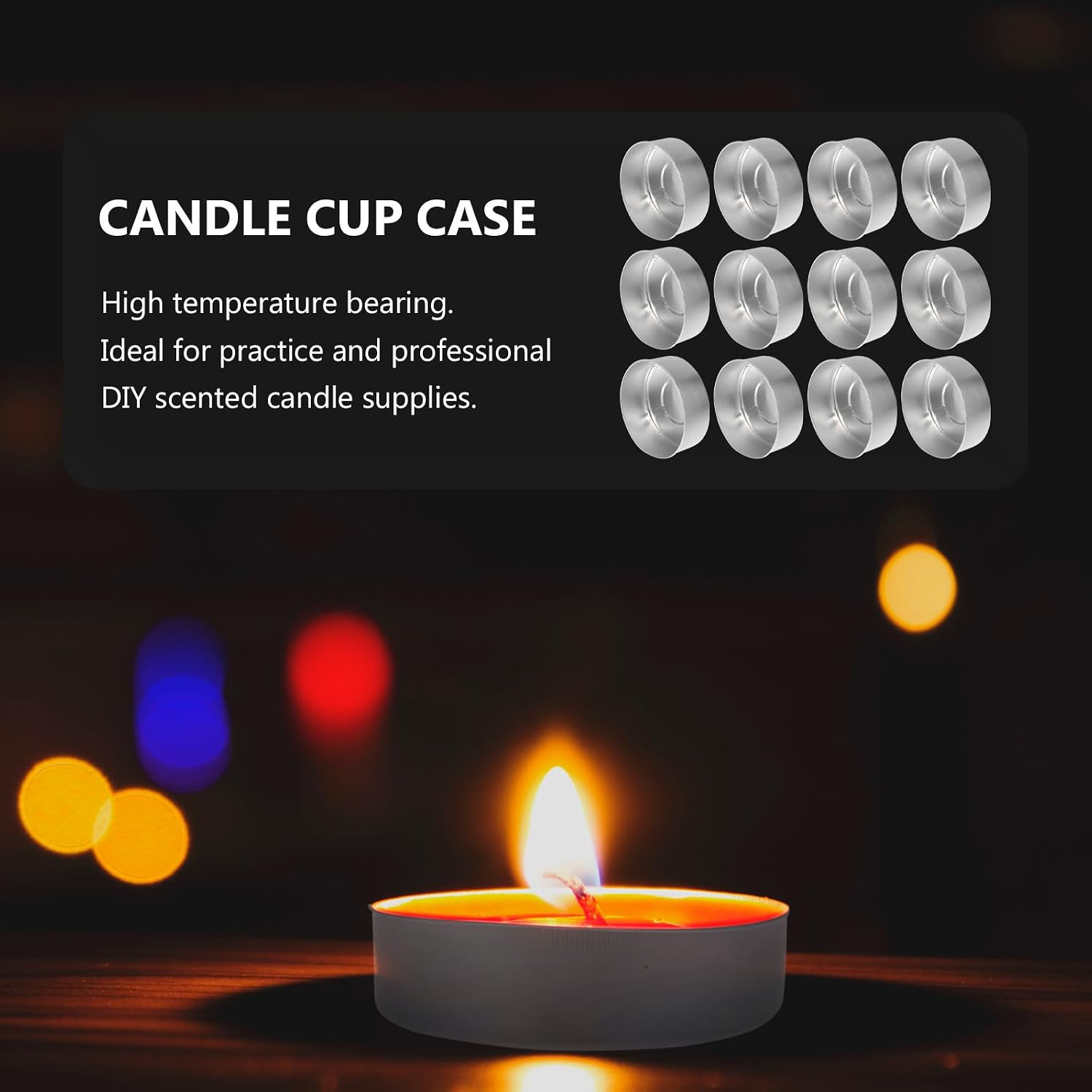 KALLORY 50pcs Candle Aluminum Shell Candle Jars Empty Votive s Cup Jars for Making Tea Light Cup Scented DIY Tealight Holders Tin Crafts Metal