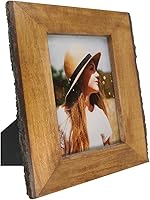IKEREE 4x6 Rustic Picture Frame with Natural Bark Edges, Handmade Solid Wood for Tabletop or Wall Display
