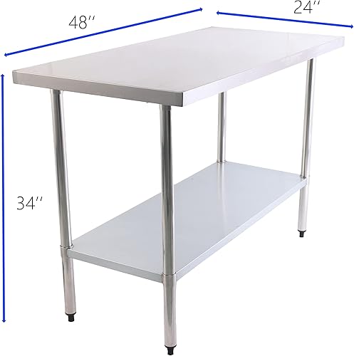 Miniatura 2 de Erupta Mesa comercial de acero inoxidable NSF de 24 x 48 pulgadas para preparación y trabajo, mesa de trabajo Heavv Dutv para reataurant. Hotel.