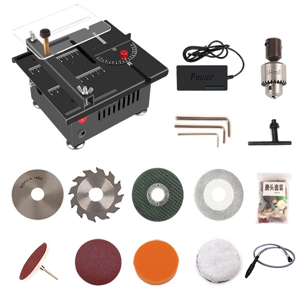 Mini Piła Stołowa Do Obróbki Drewna Wielofunkcyjna Precyzyjna Piła Do Cięcia Metalowa Obudowa Precyzja 100w 24v 7 Biegów Regulacja Grubości Cięcia,TableSaw