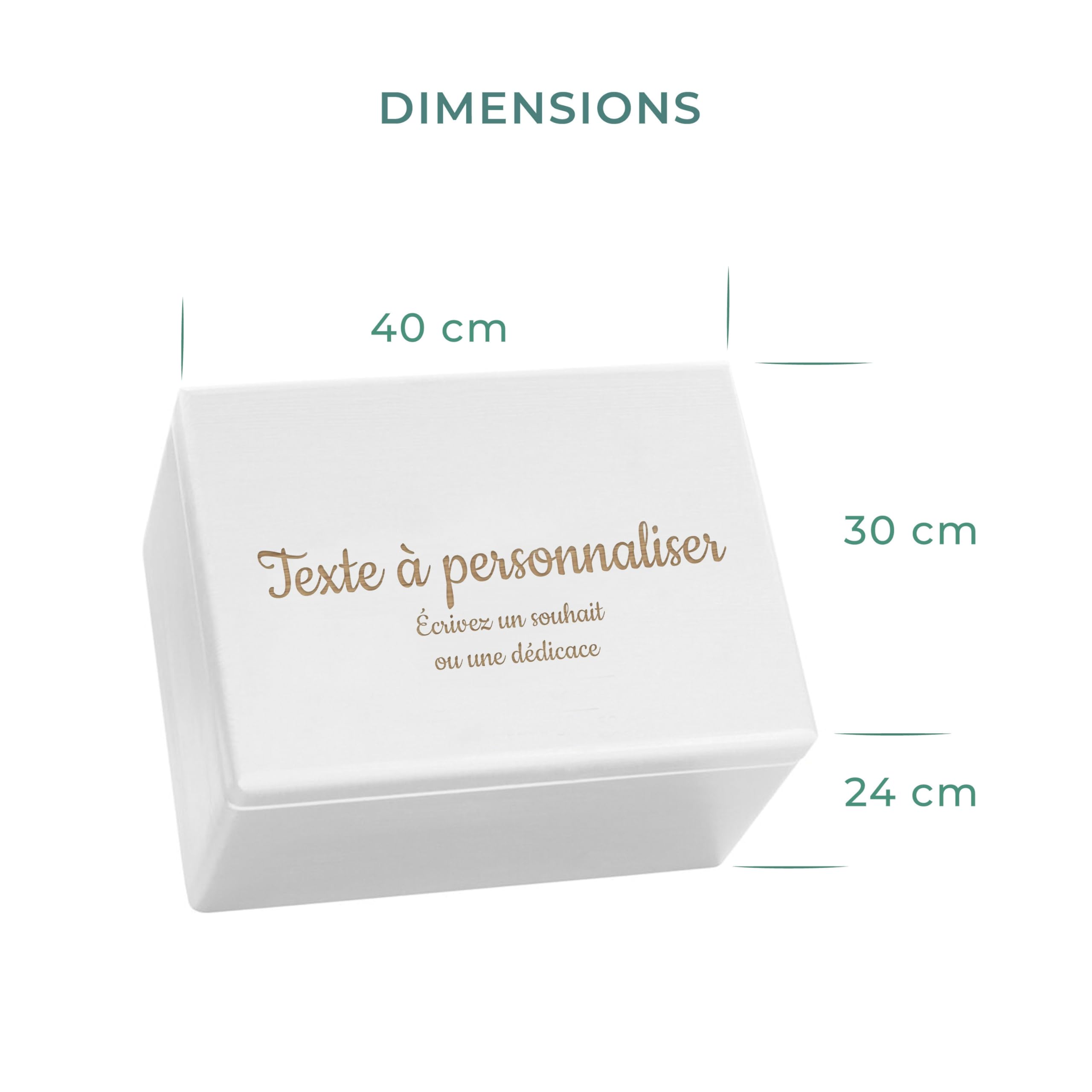 LAUBLUST Boîte à souvenir bébé - Gravure souhaitée - Cadeau naissance personnalisable | Taille XL, env. 40x30x24cm, Blanc - Boîte décorative en bois avec couvercle, FSC®