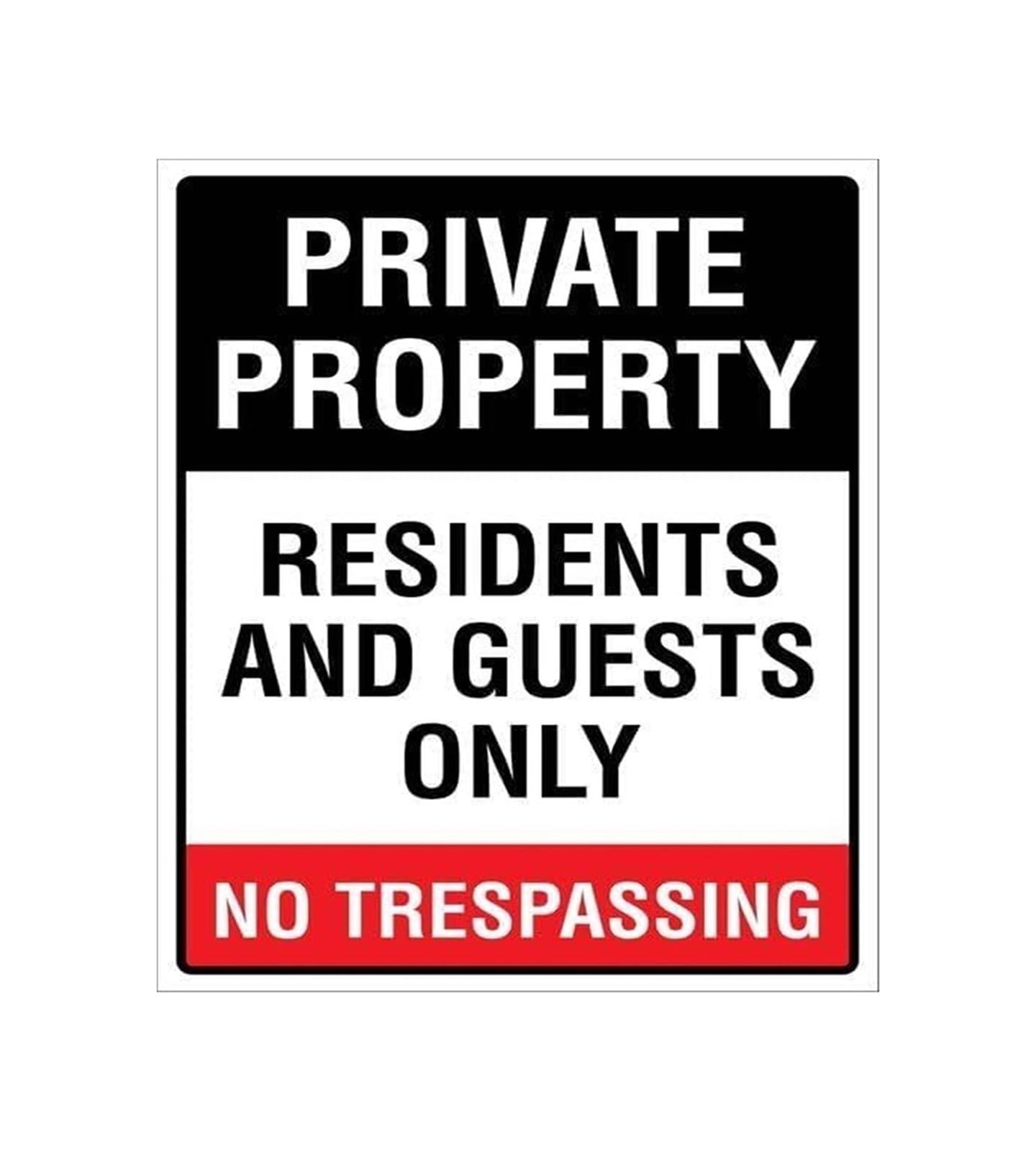 FNYUVNFAF Private Property Sign No Trespassing Residents Guests Only Metal Aluminum Sign for Driveway Farm Gate Rural Warning Deterrent Plaque (8 X 12 inch)