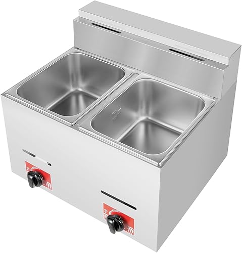 Miniatura 4 de Freidora comercial para encimera, 2 x 2500 W, 2 x 6.3 cuartos de galón, freidora eléctrica de doble tanque con cesta y tapa, freidora de gran