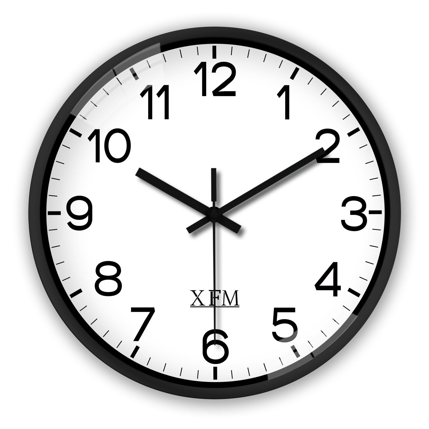 XFM Black Silent Wall Clocks Battery Operated 14 Inch