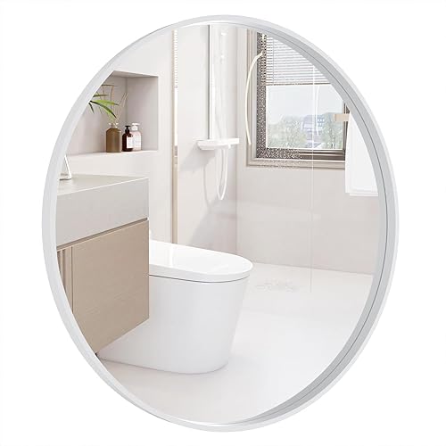 Miniatura 127 de WallBeyond Espejo redondo de madera de 24 pulgadas, espejo de pared circular para baño, espejo de pared redondo para decoración de pared, tocador