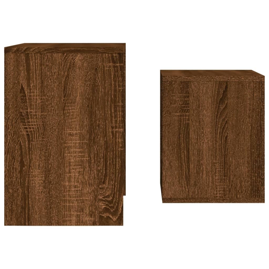 Mesas Bajas nido 2 piezas roble marrón madera de ingeniería mesa auxiliar para sala de estar, dormitorio, casa, mesa auxiliar