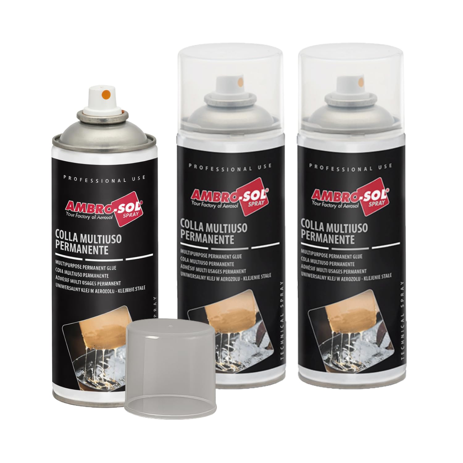 3 bombolette di Colla Multiuso Permanente da 400ml, colla spray resistente, asciugatura rapida, fissaggio permanente su diverse superfici