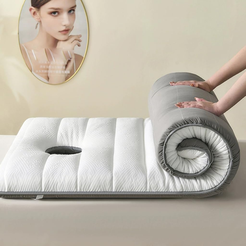 Lit de beauté pliable portable de 6 cm d'épaisseur, table antidérapante pour spa, blanc, 60 x 180 cm, équipement de salon professionnel
