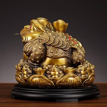Amazon.com: 铜九子蟾八方纳财金蟾蛤蟆蟾王咬钱招财进宝蟾蜍供奉