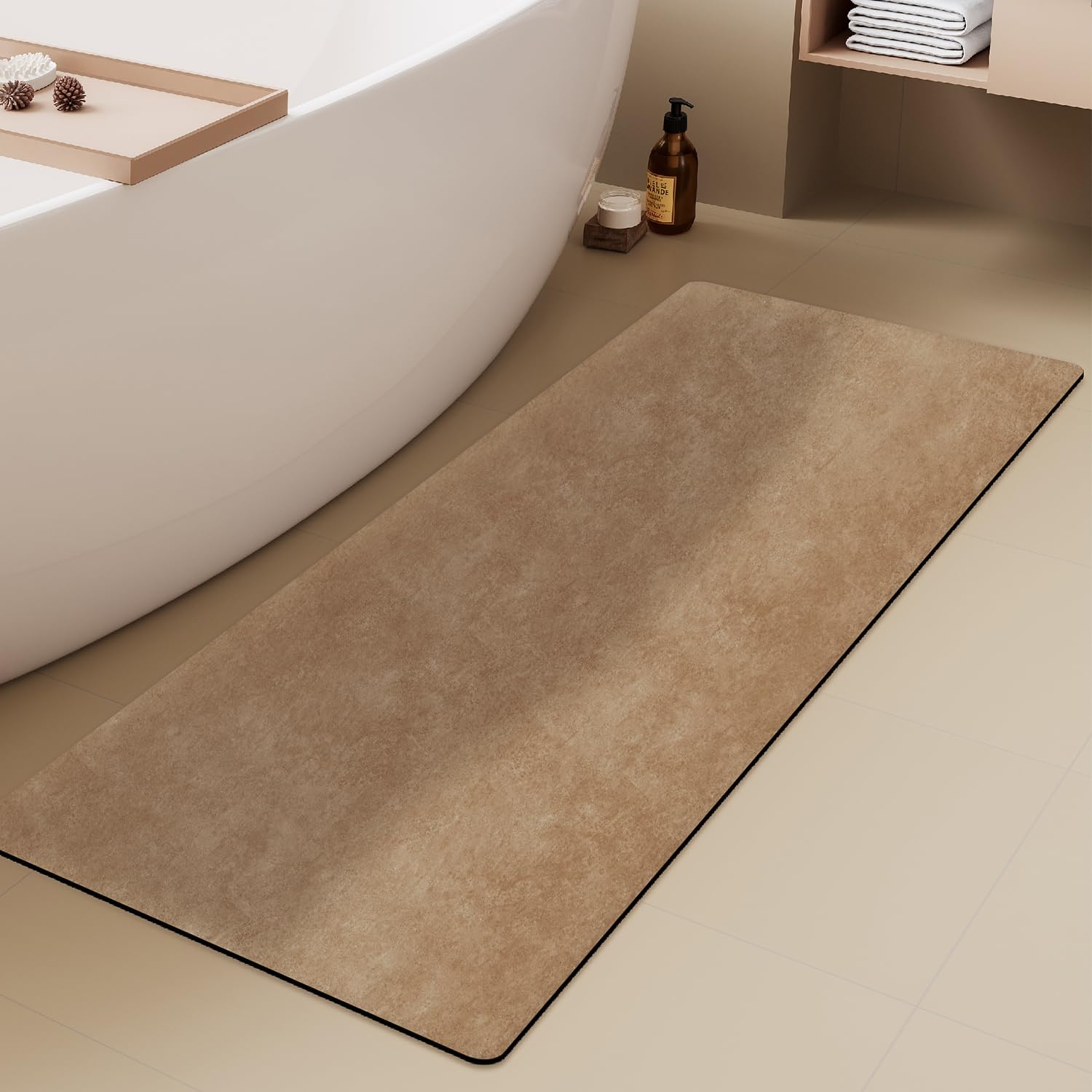 TYUU Bathroom Mat Quick Dry, Bathroom Rugs Non Slip Washable Thin Absorbent Bath Mat Fits Under Door Bathroom Floor Mat Perfect for Bath, Shower, or