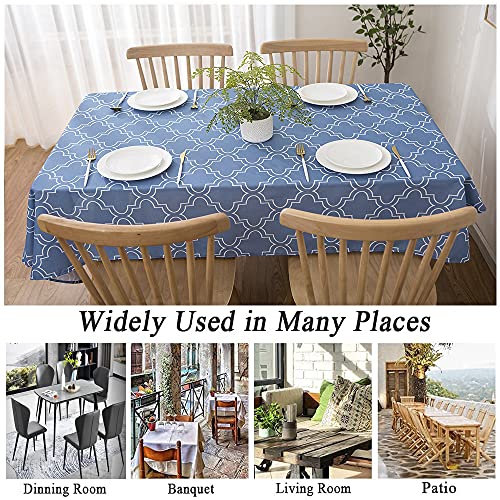 Tablecloths For Rectangle Tables 60 X 84 Inch, Fabric Blue Printed Table Clothes Spill Proof #TOP5