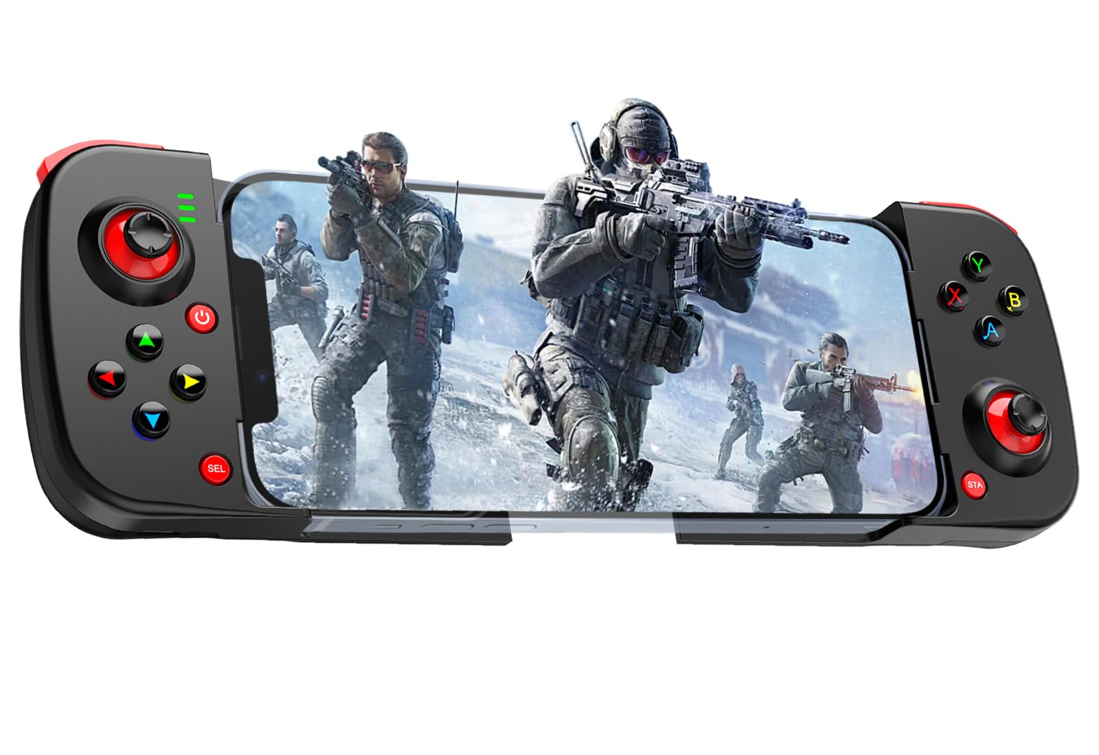 Megadream Controlador de juegos móvil Gamepad para iPhone iOS Android PC: funciona con iPhone 15/14/13/12/11/X, iPad, Samsung Galaxy, TCL, Tablet, Call of Duty, Diablo Immortal - Directly Play (negro)