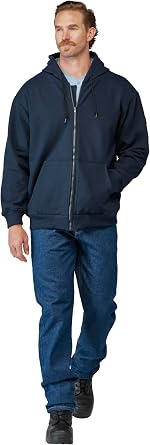 Bulwark FR Mens Flame Resistant Navy Thermal Lined Zip-front Hooded Sweatshirt