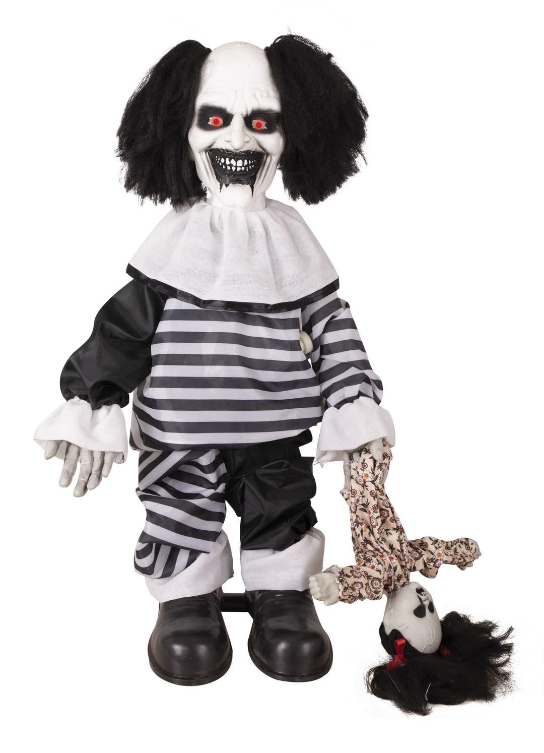 VARZI Clown Animato con Bebè Decorazione Halloween 80cm Luci E Suoni