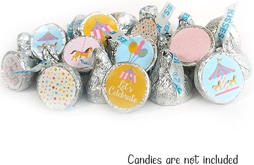 Miniatura 2 de Etiquetas de carrusel para chocolates Hershey Kisses - Calcomanías para fiesta de cumpleaños y baby shower, juego de 240 unidades