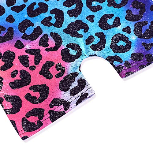 Image of HOZIY Gymnastics Leotards for Girls with Shorts Toddlers Biketards Rainbow Unicorn Dinosaur Mermaid Leopard Flower Galaxy