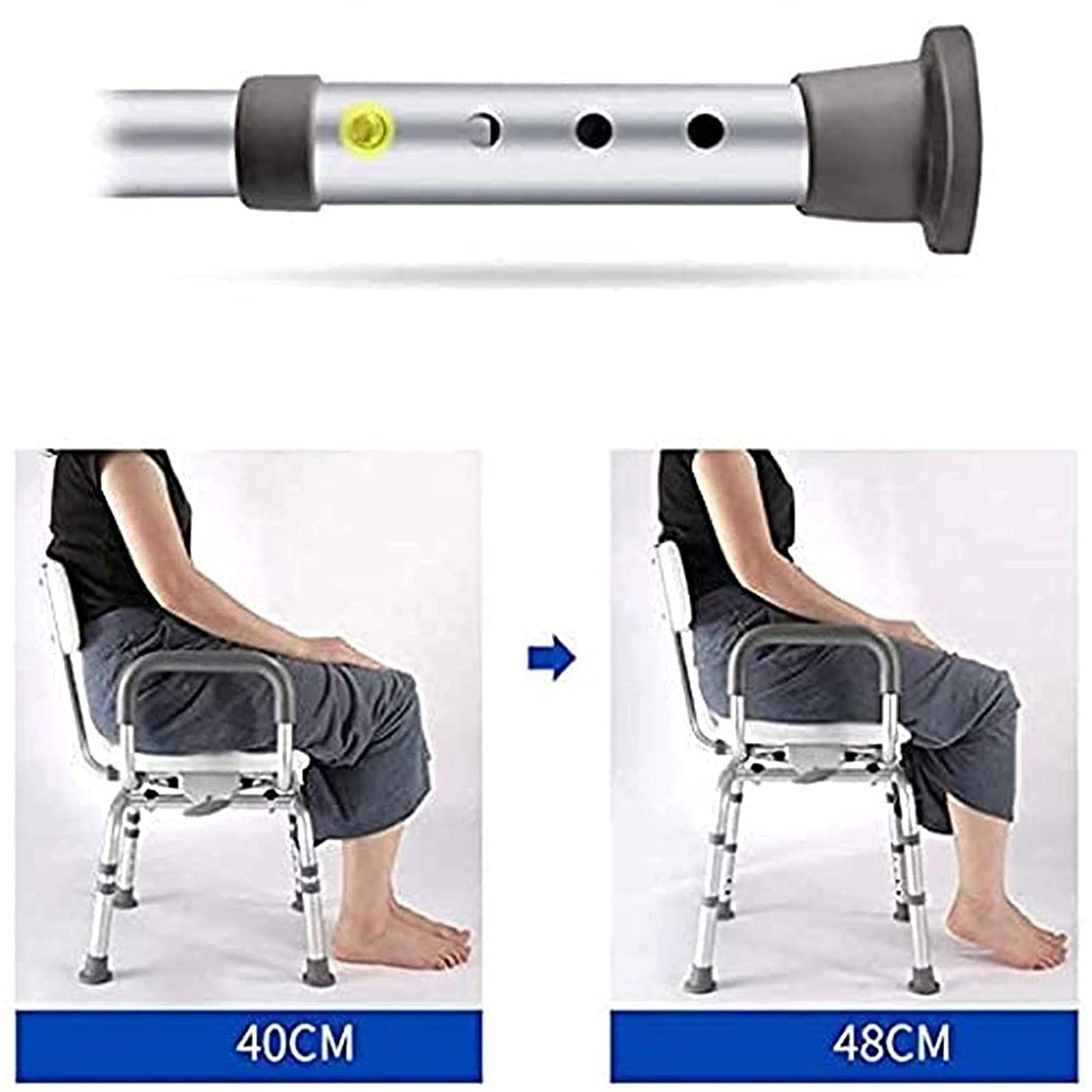 Asiento de Ducha, Banco de Transferencia de Asiento Silla Resistente, Taburete de Ducha con Asiento Giratorio Bañera Silla elevadora de Ducha y apoyabrazos Respaldo Ajustable en 4