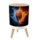 Trash Can with Lid Basketball Small Garbage Can with Legs Waste Bin Press Cover Wastebasket for Kitchen Bathroom Living Room 7L/1.8 Gallon