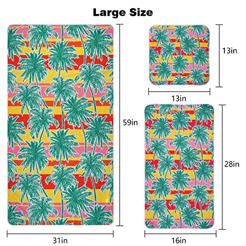 Aspmiz 3 Pcs Large-Bath-Towel -Set With Beach Towel Hand Towel Wash Towel, Soft Microfiber Beach Towels Oversized For Adults Kids Baby, Absorbent Towel Quick Dry For Pool Bathroom Sports Camp Tropical #TOP5