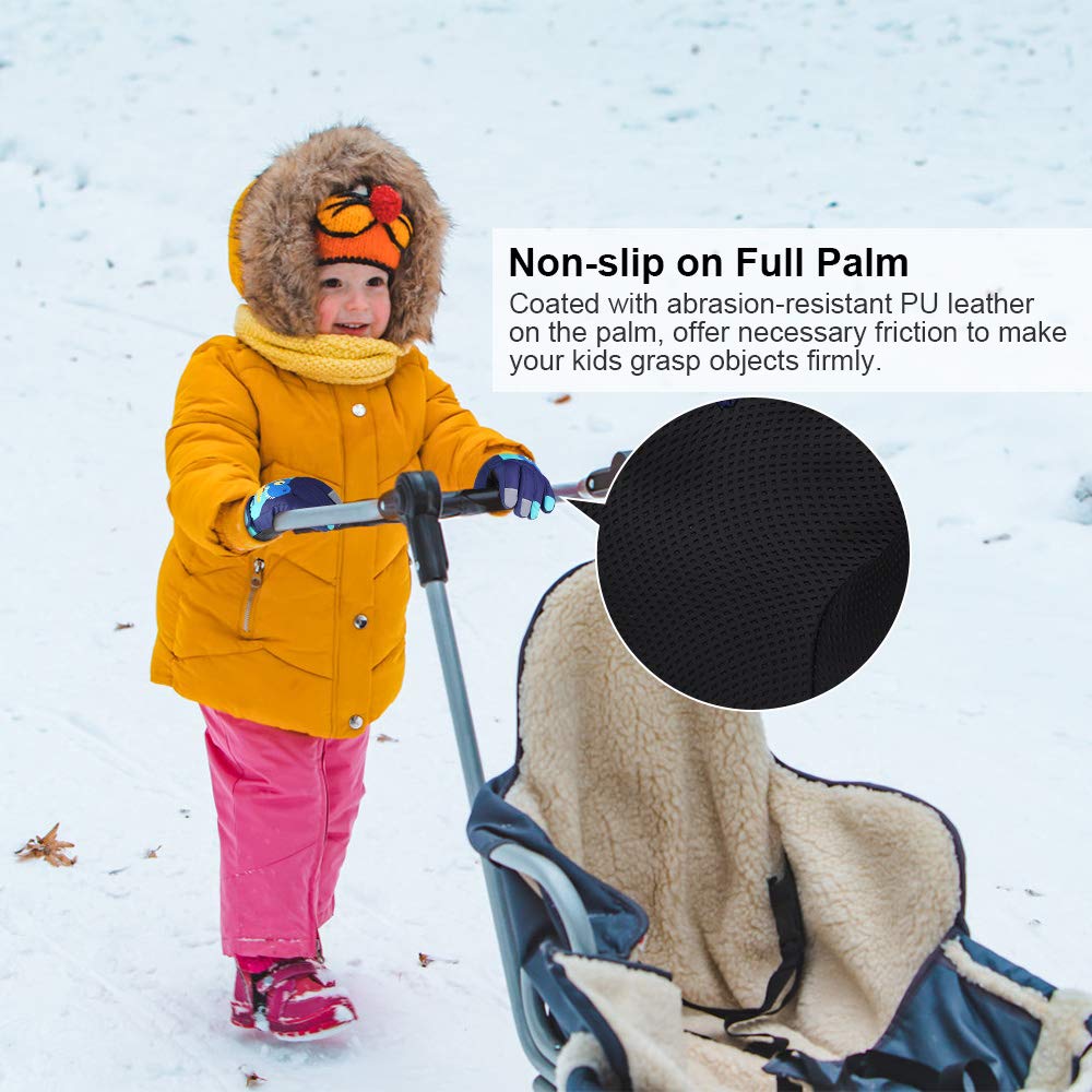 QKURT Kinder Skihandschuhe, Snowboard Handschuhe wasserdichte und Winddichte Winter Fäustlinge für 2-13 Jahre Mädchen und Jungen Skifahren Snowboard Reiten Laufen Wandern Radfahren