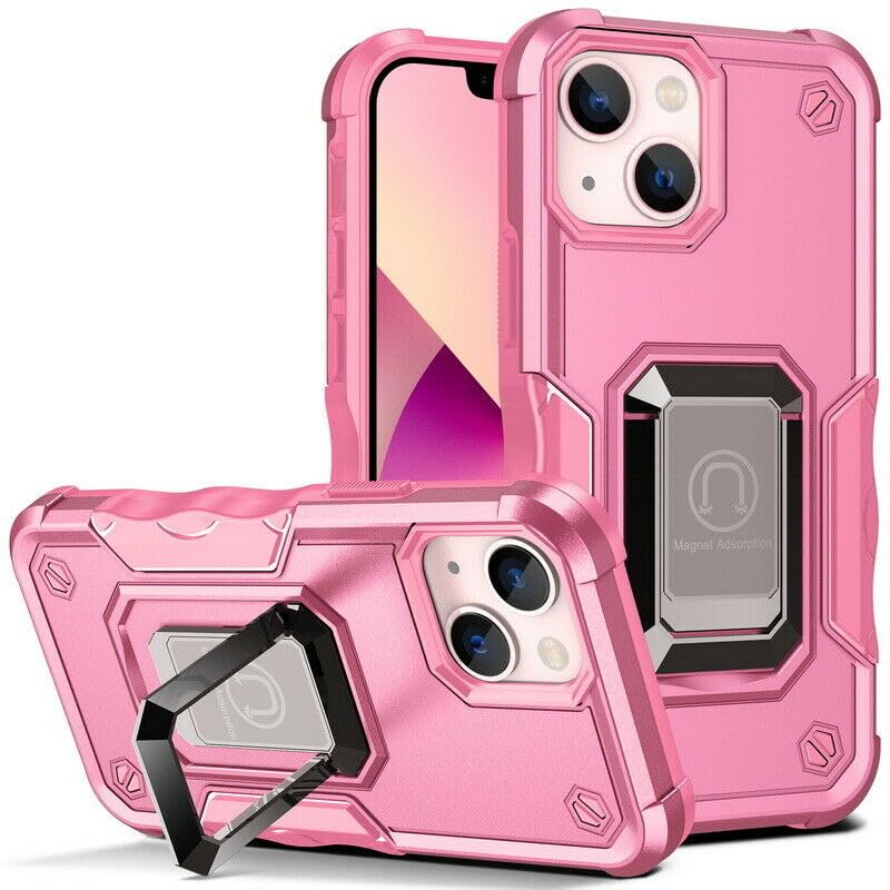 Coque Samsung Galaxy A13 5G rigide rose avec support anneau antichoc