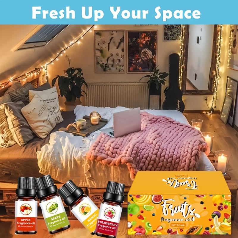 Fruity Fragrance Oil for Candle & Soap Making, Holamay Premium Essential Oils 10ml x 10 - Coconut, Strawberry, Mango, Pineapple, Summer Aromatherapy Diffuser Oils Set - Image 6