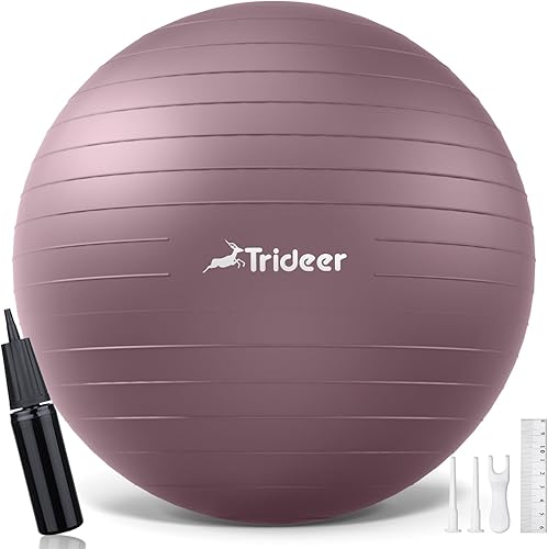 Trideer Yoga Ball - Exercise Ball for Workout pilates Stability - Anti-Burst and Slip Resistant for physical therapy, Birthing, Stretching & Core