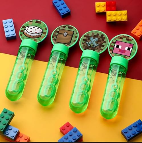 12Pcs Pixel Blase Stäbe für Pixel Thema Geburtstagsparty Bevorzugungen Kinder Blasen Party Zubehör