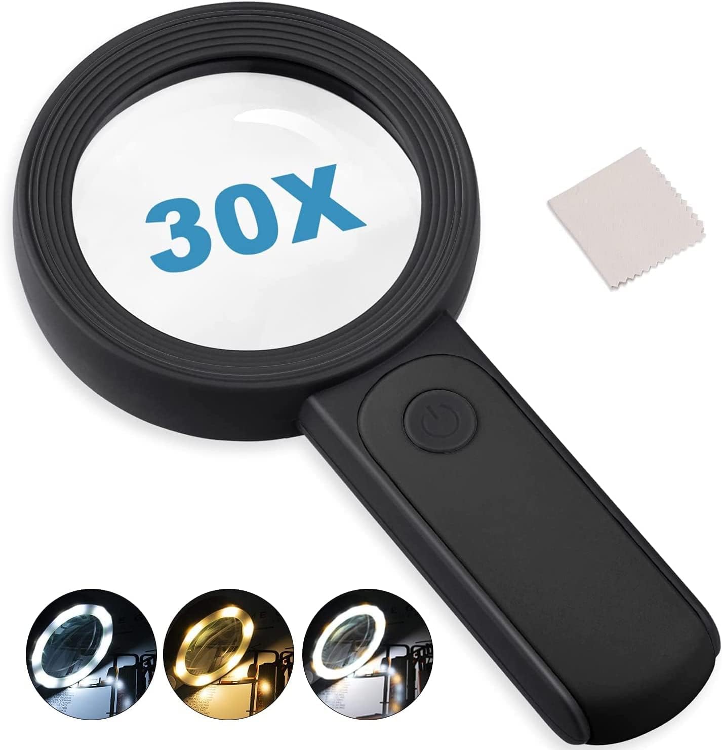 Magnifying Glass with Light 3X 45X High Magnification, Handheld & Lightweight, LED Illuminated Magnifier for Reading, Jewelers, Coins, Stamps, Hobbies & Craftsโฆ