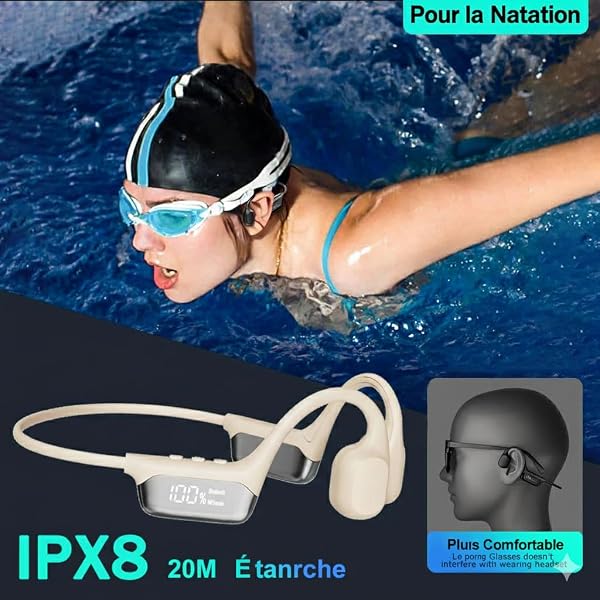 Luvant Bone Conduction Headphones – Open Ear Bluetooth Wireless Headphones, IPX8 Waterproof, Lightweight Sports Headphones with 360° Audio, Long Battery Life for Running, Cycling & Workouts (Black) - 2