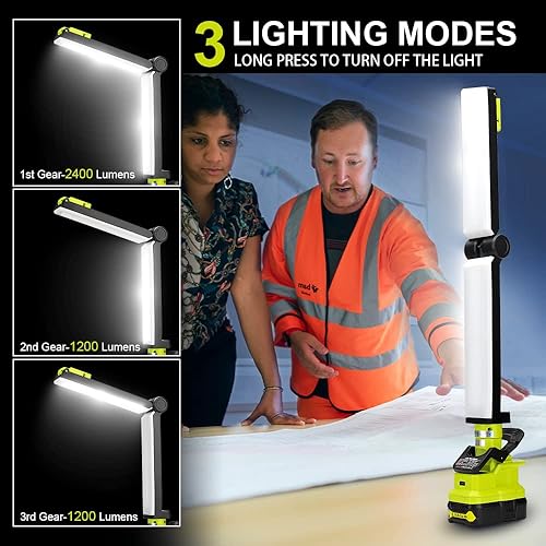 Miniatura 3 de YEX-BUR Luz de trabajo LED de 30W 2400LM para Ryobi 18V ONE + batería NiCd NiMh de iones de litio con clip en luz plegable al aire libre con puerto