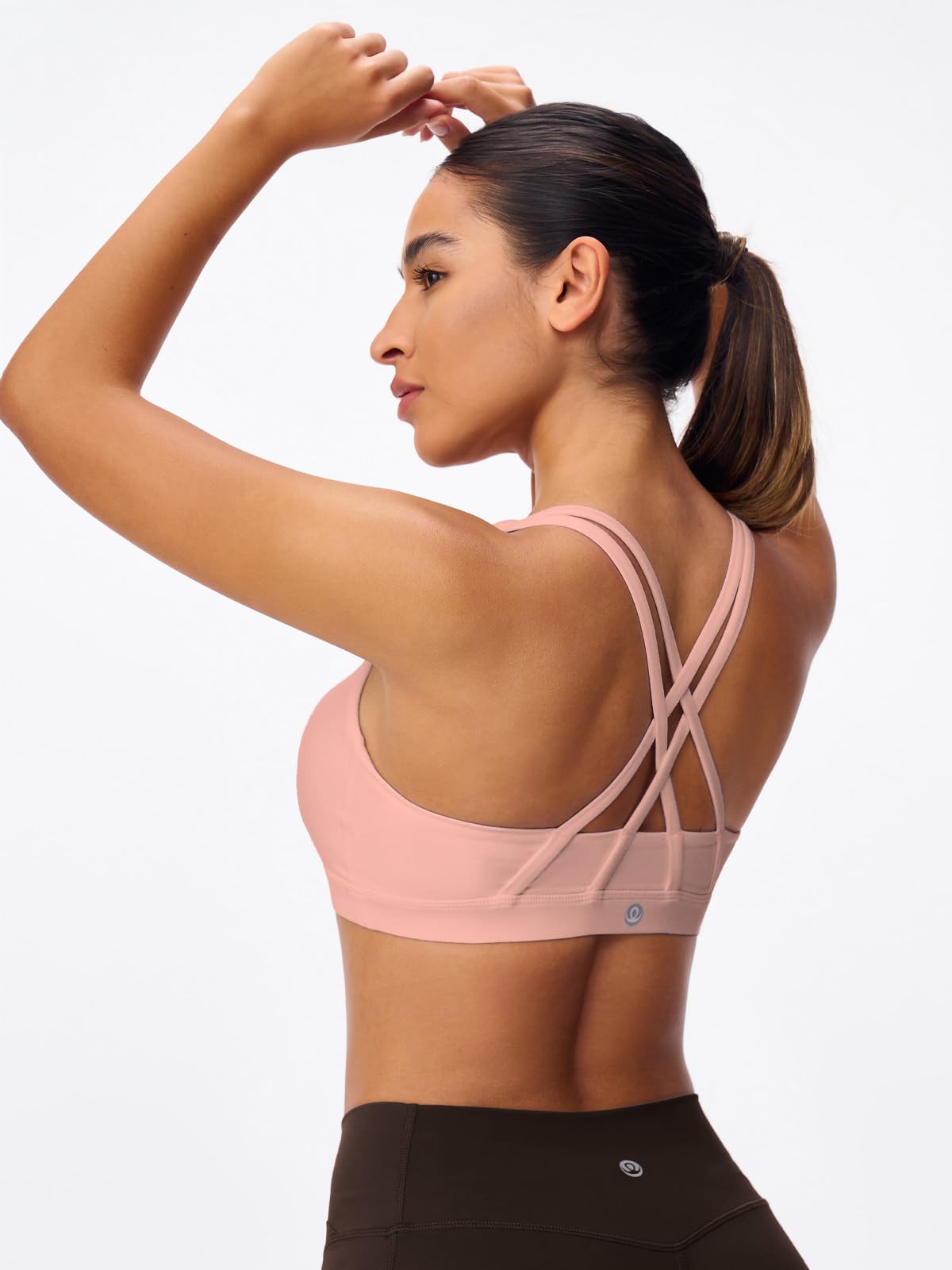 Reggiseno Sportivo da Donna con Spalline Sottili (Compressione Leggera, Schiena Nuda, Imbottito, per Allenamento, Yoga, Scollo a U