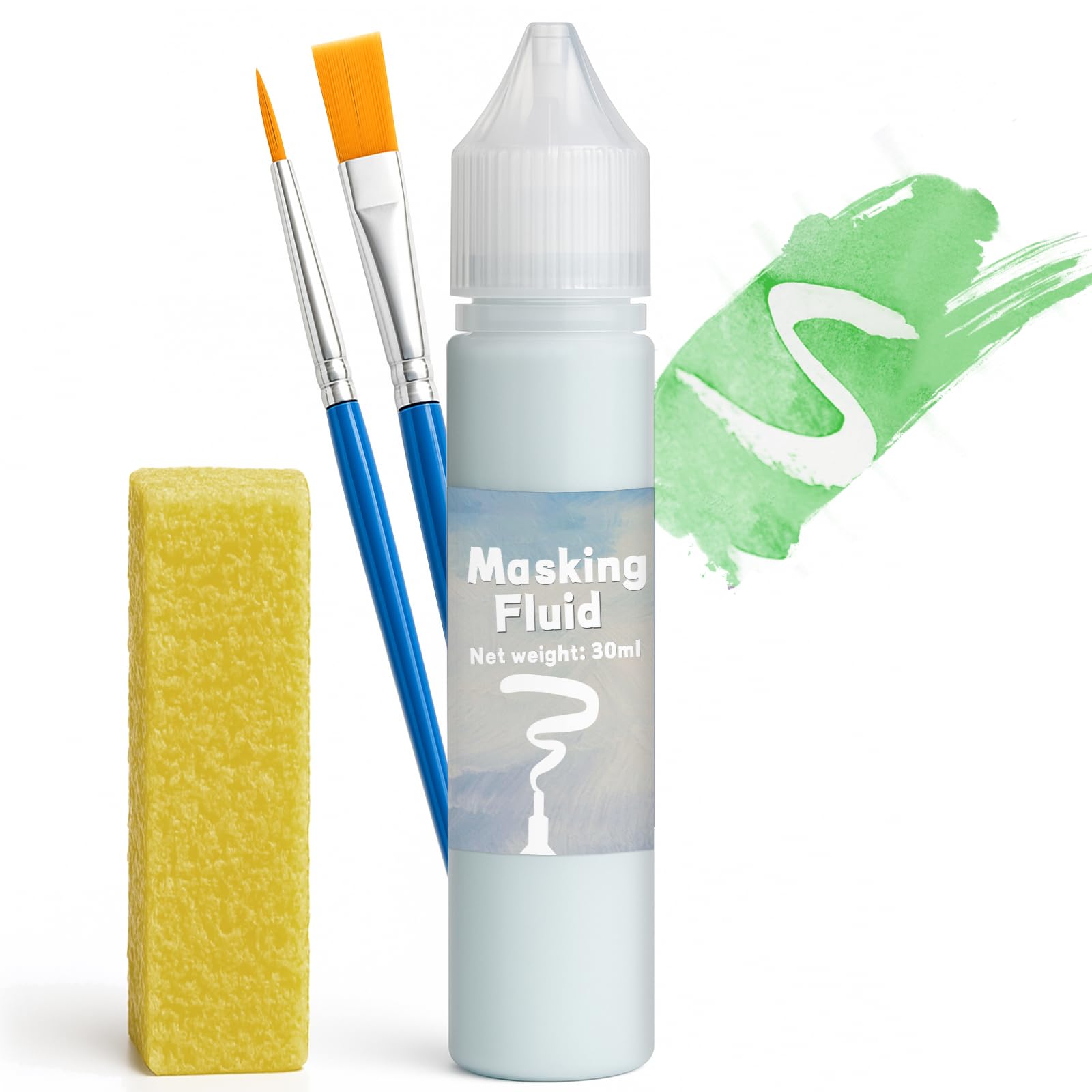 Innovayou Blue Masking Fluid For Watercolour Painting 30Ml, Resistant Ink And Pouring Paint, Watercolor Masking Fluid Keeps Areas Colorless And Edges Sharp
