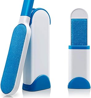 Pet Hair Remover Brush, Dog Hair Remover, Cat Hair Remover - Fur & Lint Removal Brush with Self-Cleaning Base - Dog & Cat Hair Remover for Furniture, Couch, Carpet, Bed, Car Seat, Clothing (Blue)