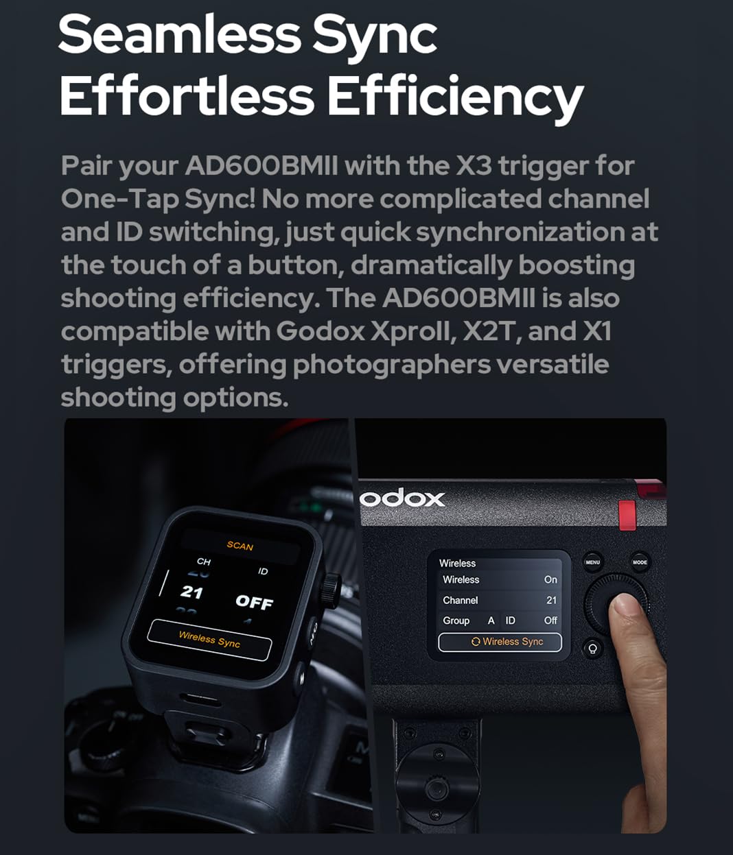Godox AD600BM II Flash 600Ws TTL Outdoor con 2.4G Wireless X System,1/8000s HSS GN87,0.01-0.9s Tempo di Riciclaggio,Godox AD600BMII Flash Monolight per Canon,Sony,Nikon,Fuji,Olympus,Panasonic