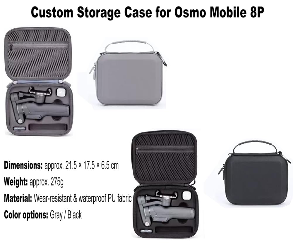 Custodia da trasporto compatibile con DJI Osmo Mobile 8P, borsa a tracolla da viaggio per accessori Osmo Mobile 8P Gimbal, Nero , Custodia resistente e portatile