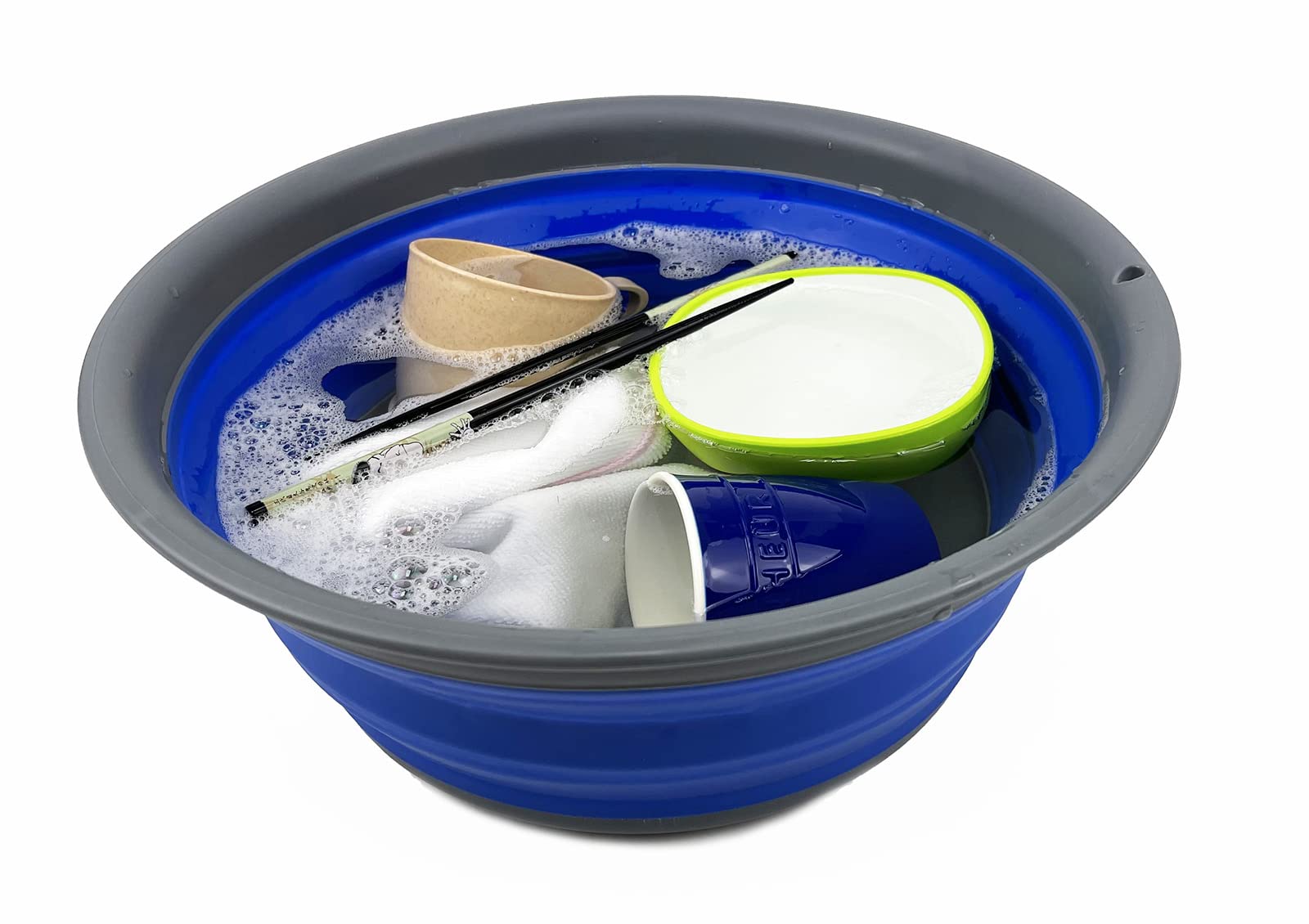 SAMMART 7.5L Collapsible Dish Tub – Foldable Washing Basin, Portable & Space Saving (Grey/Purplish Blue) - View #9