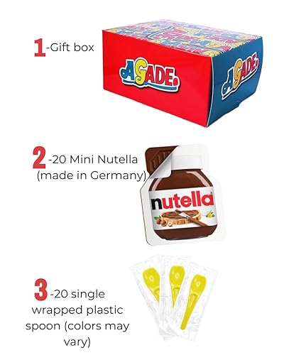 Miniatura 5 de AGADE MiniNutella - Caja de aperitivos para untar de chocolate, 20 x 0.53 oz, una sola porción con cuchara envuelta individualmente, fabricada en