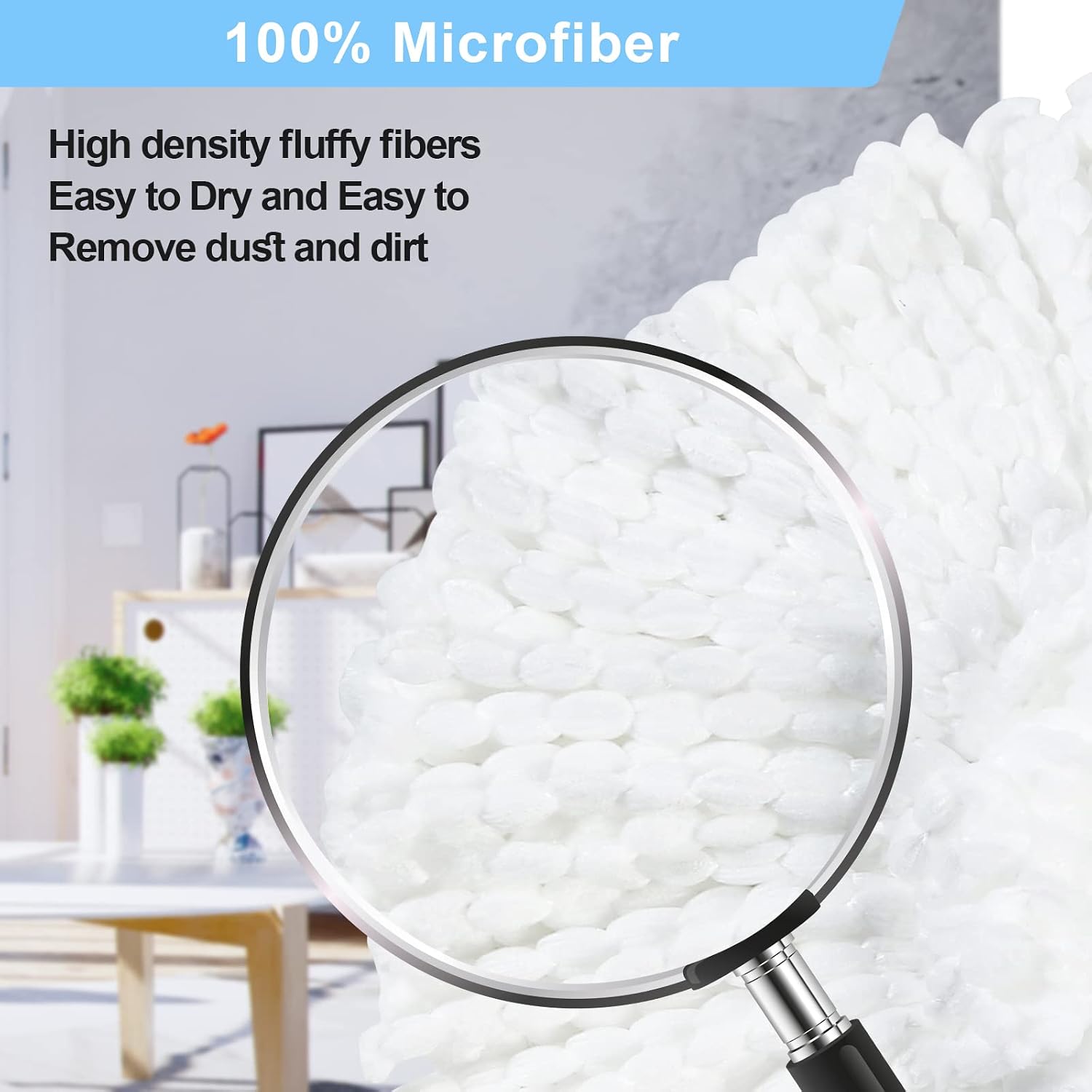 Mop Replace Head, 3 Pack, Spin Mop Refill Head Replacement Compatible for O Cedar EasyWrin 1-Tank System - Easy to Replace, Fluffy Microfiber, Machine Washable